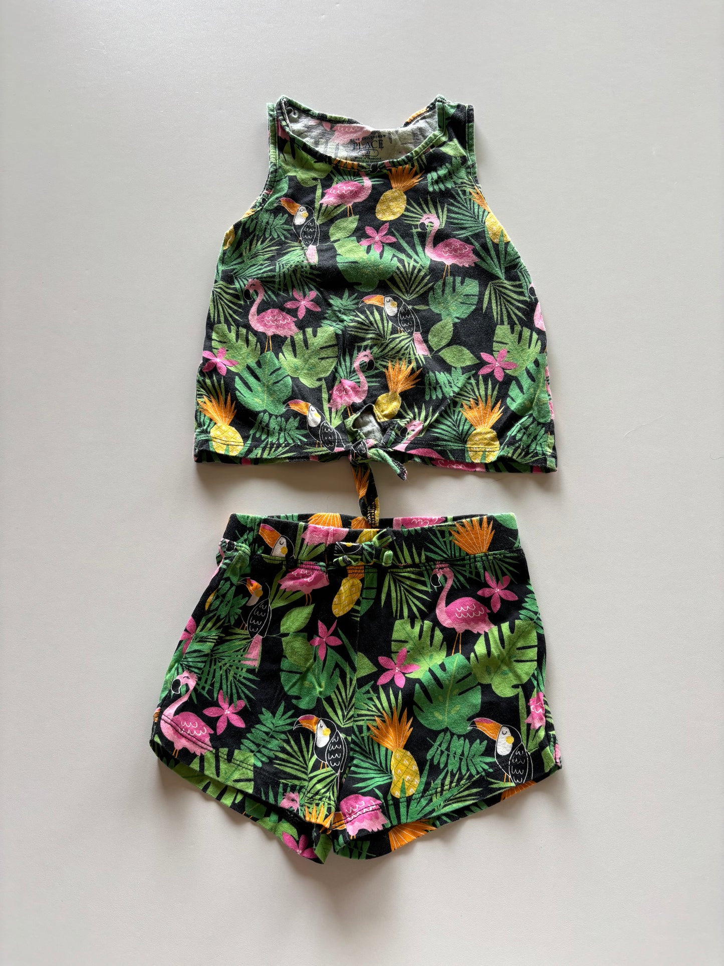 2pc Black & Green Tropical Set
