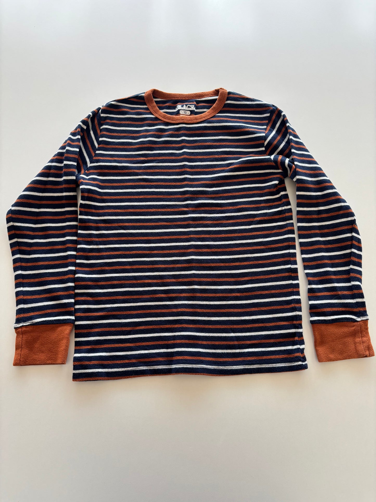 Navy & Copper Striped Waffle Shirt