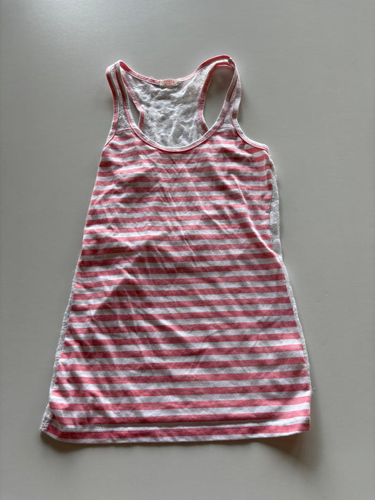 Pink Striped Lace Back Tank