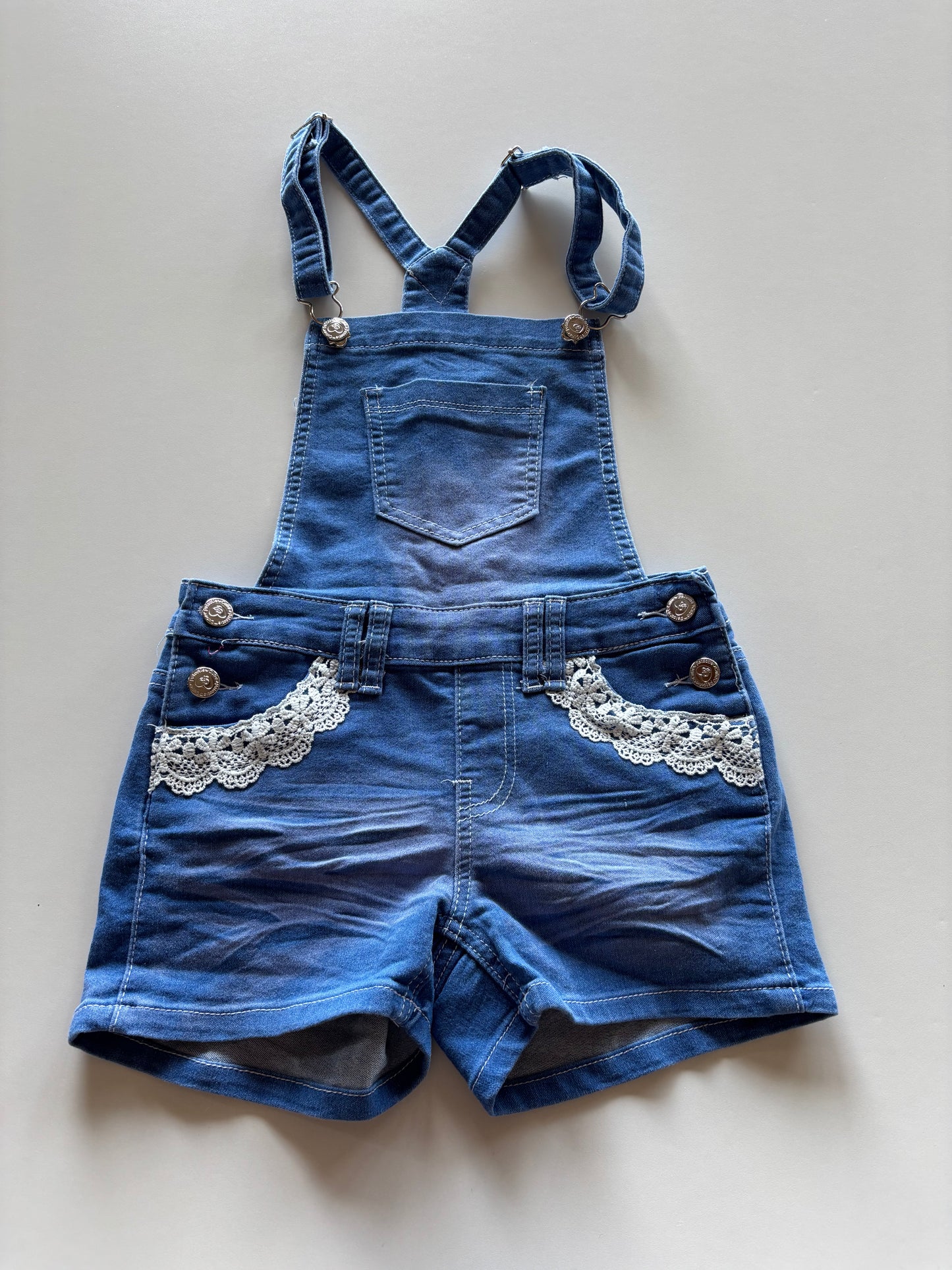 BNWT Lace Faux Denim Overall Shorts
