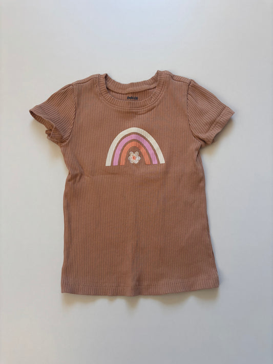 Brown Ribbed Rainbow Tee