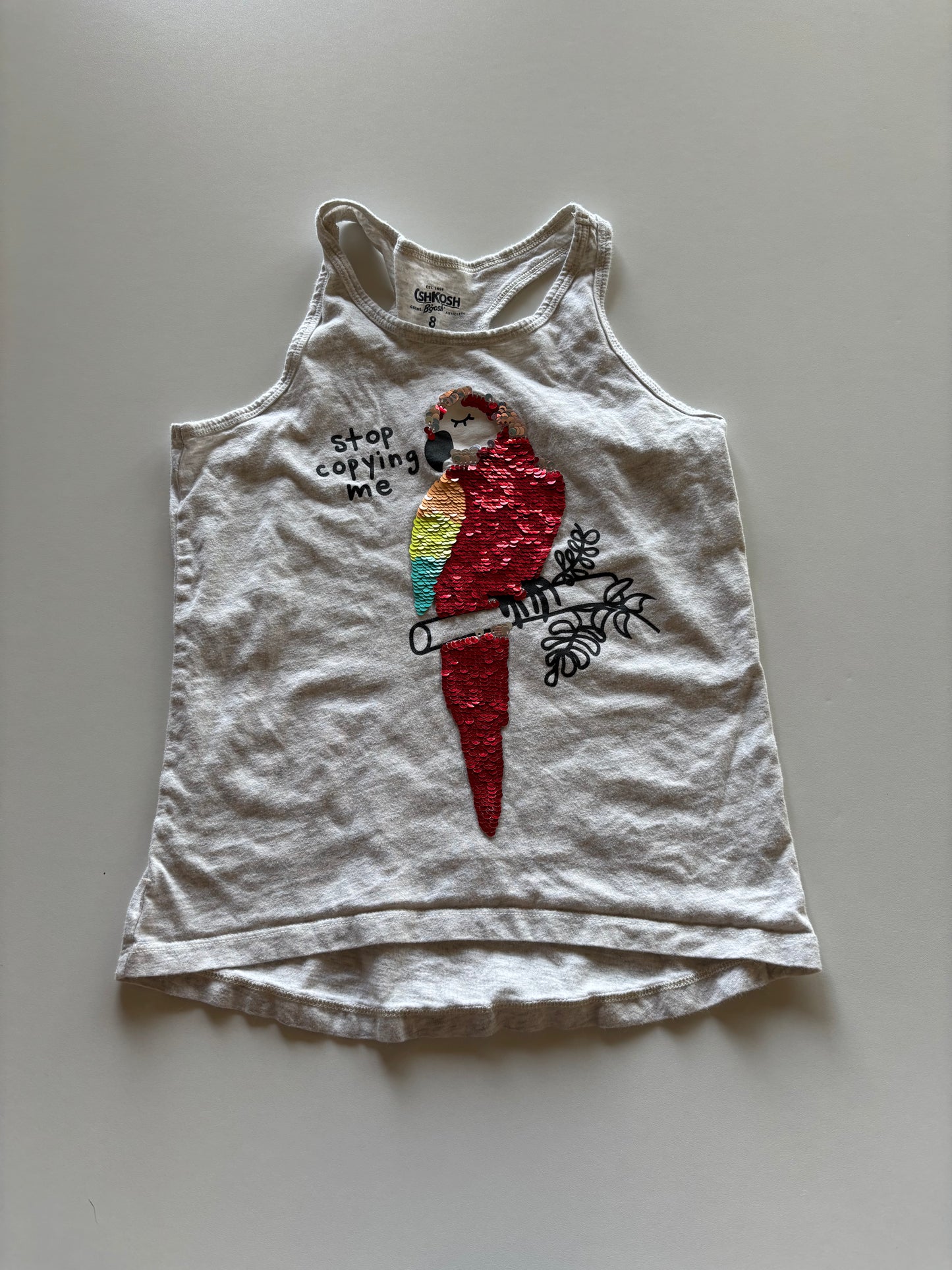 Grey Flip Sequin Parrot Tank