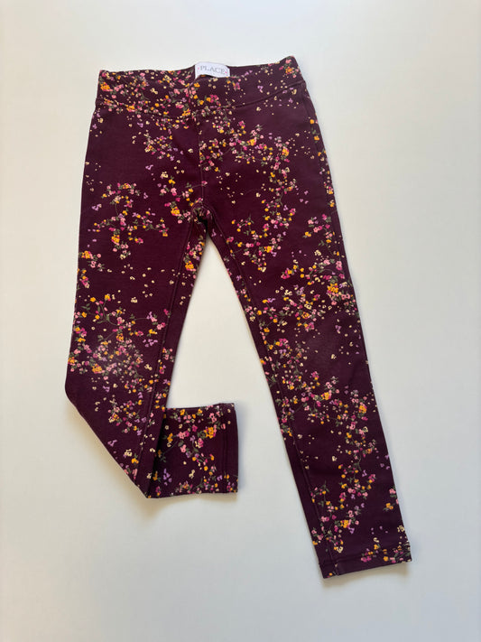 Burgundy Floral Jeggings