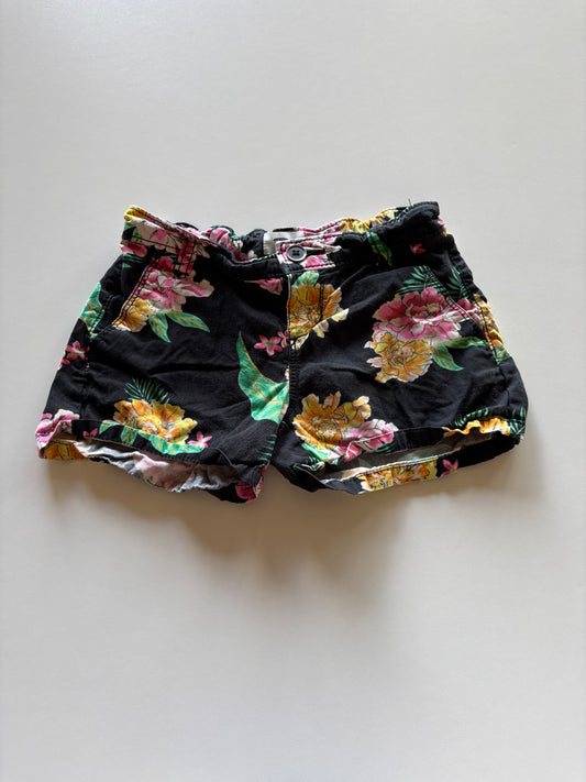 Black Floral Shorts