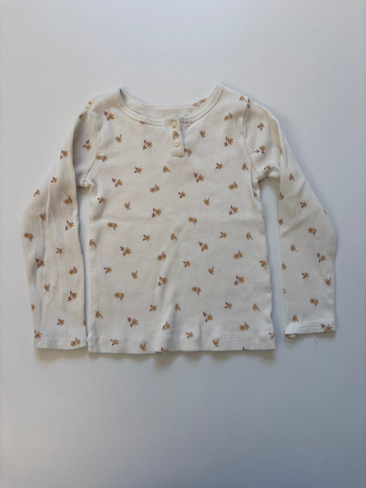 Ribbed Almond Floral Henley Shirt