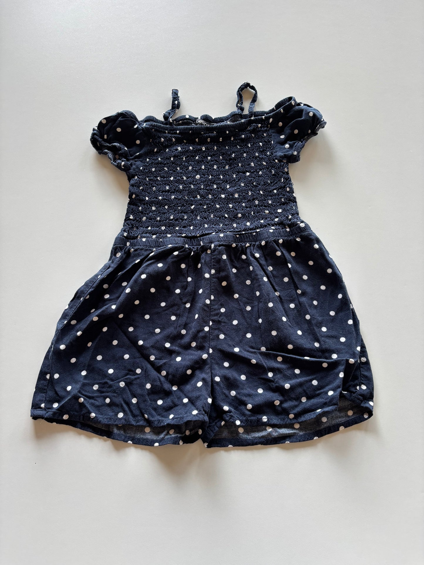 Navy Polka Dot Romper