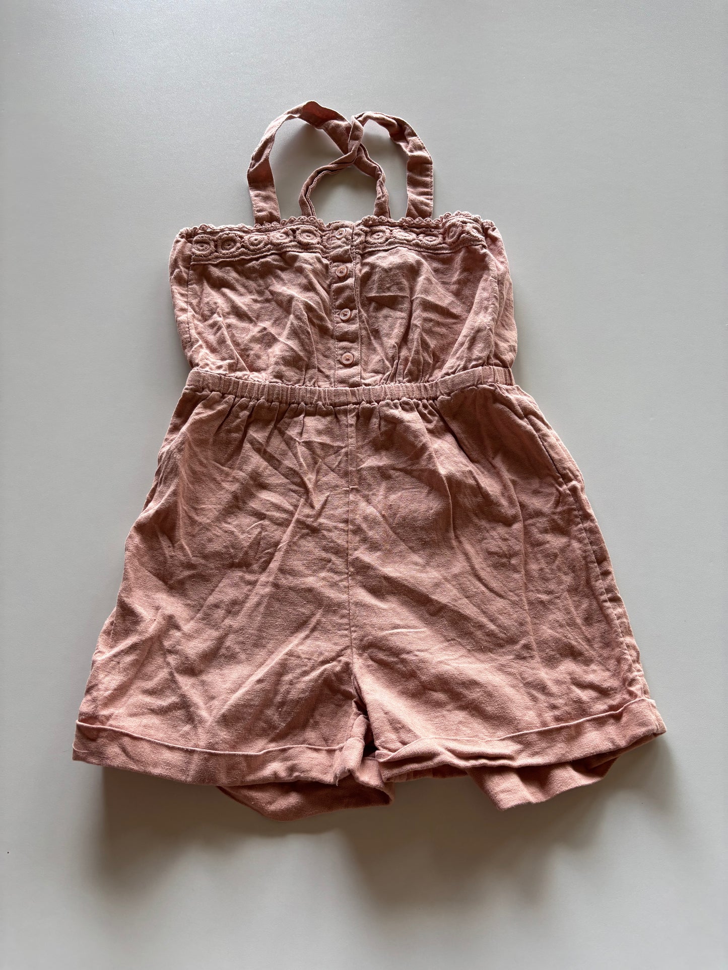 Dusty Rose Linen Romper