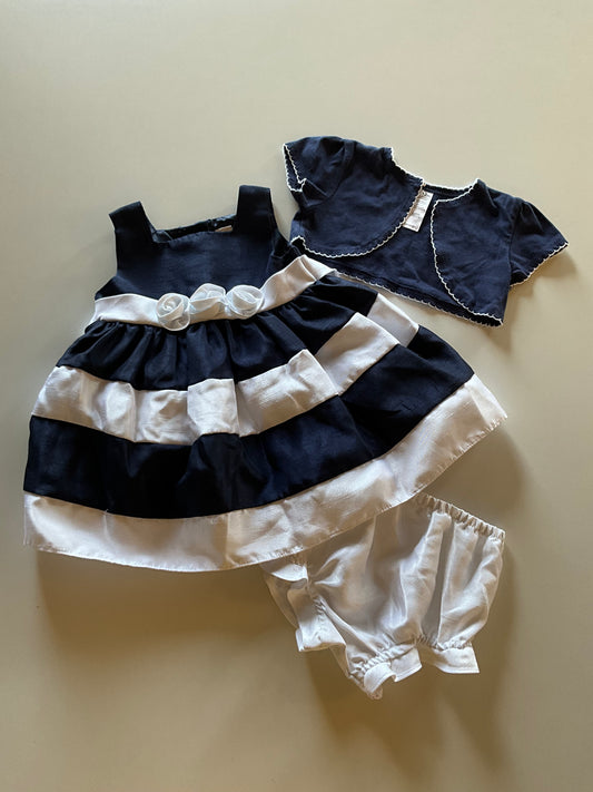 3pc Formal Navy & White Dress