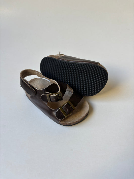 Brown Pleather Sandals