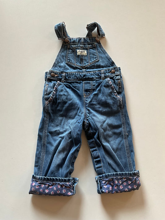 Denim Overalls with Floral Accents