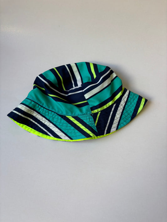 Reversible Blue Stripes & Neon Yellow Bucket Hat