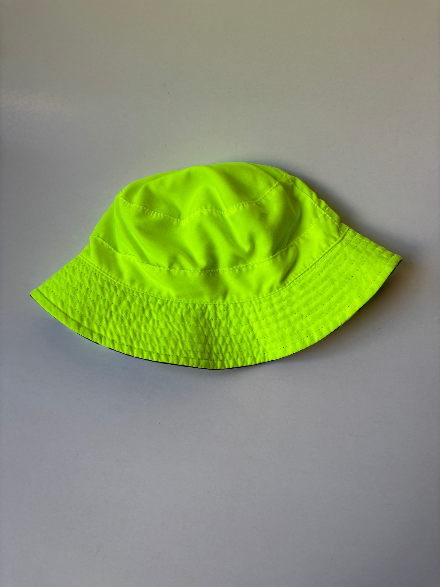 Reversible Blue Stripes & Neon Yellow Bucket Hat