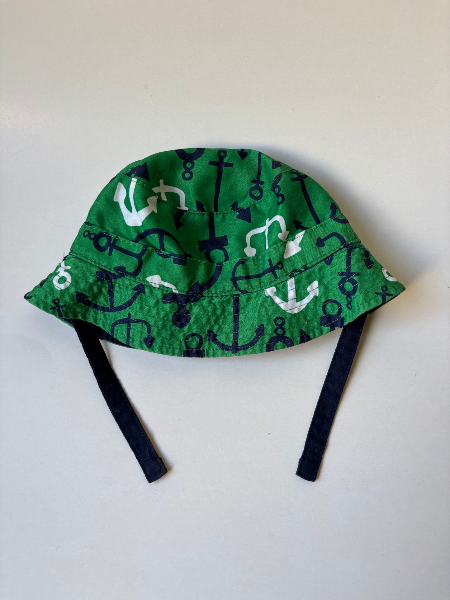 Green Anchors & Navy Reversible Bucket Hat