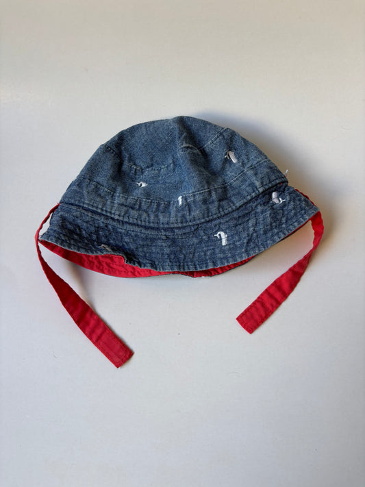 Reversible Denim Whales & Red Bucket Hat