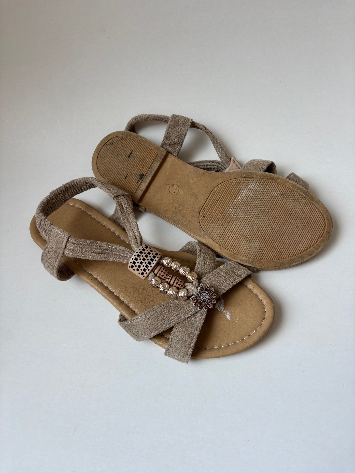 Taupe Beaded Sandals