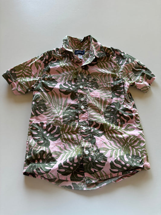 Pink Monstera Dress Shirt
