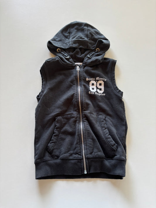 Black Hooded Zip Up Vest