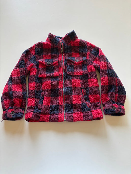 Red & Navy Plaid Teddy Jacket