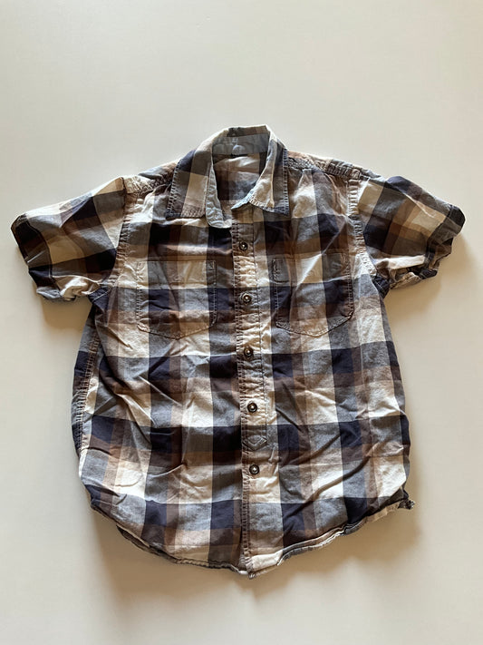 Taupe & Blue Plaid Shortsleeve