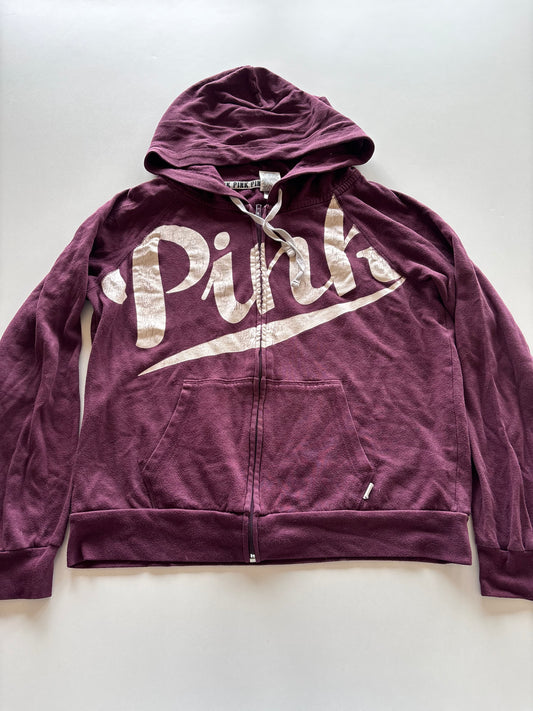 Burgundy Pink Zip Up Hoodie