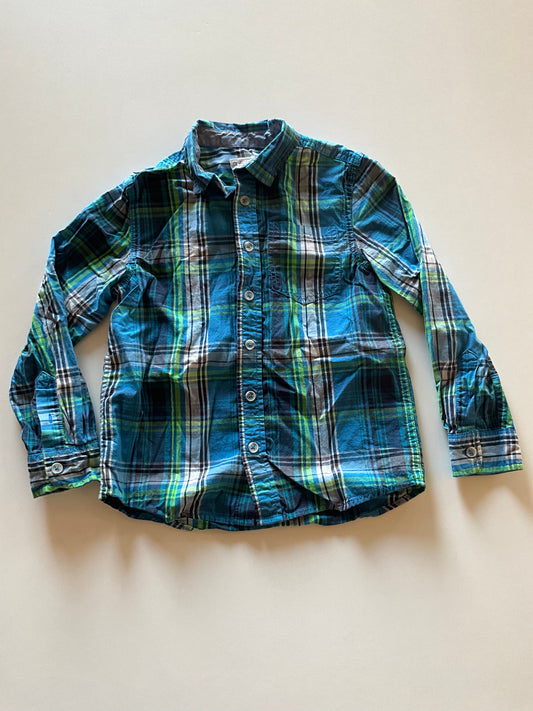 Blue & Green Plaid Button Up