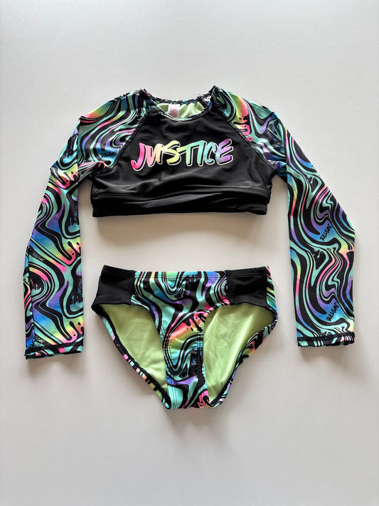 NWOT 2pc Rainbow Swirl Bathing Suit