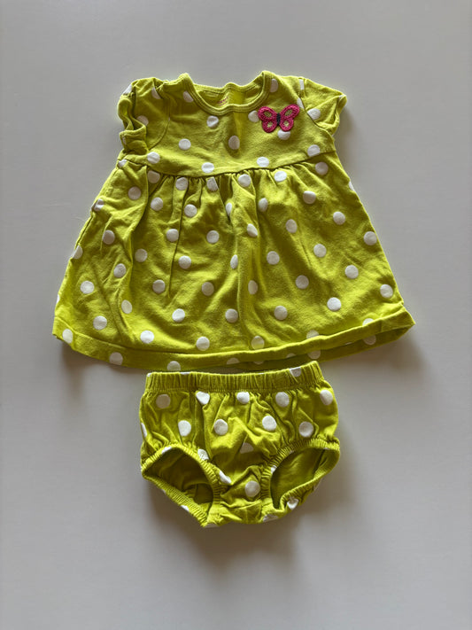 2pc Lime Polka Dot Set