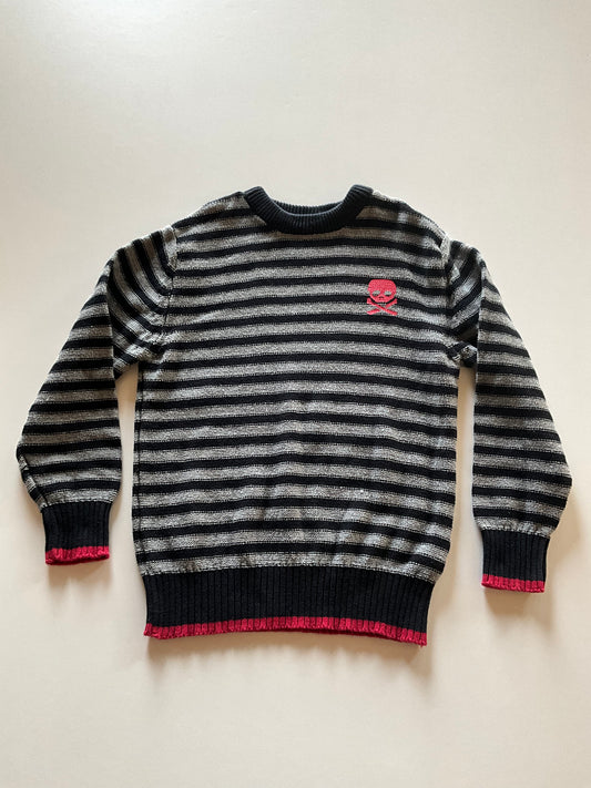 Knit Striped Sweater with Skull