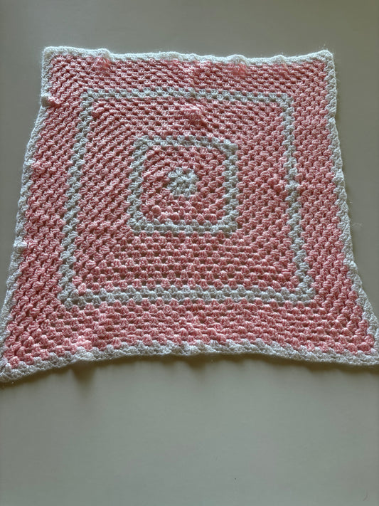 Pink & White Crocheted Baby Blanket