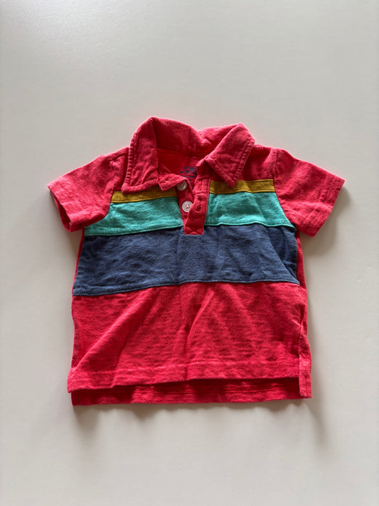 Red Colourblock Polo