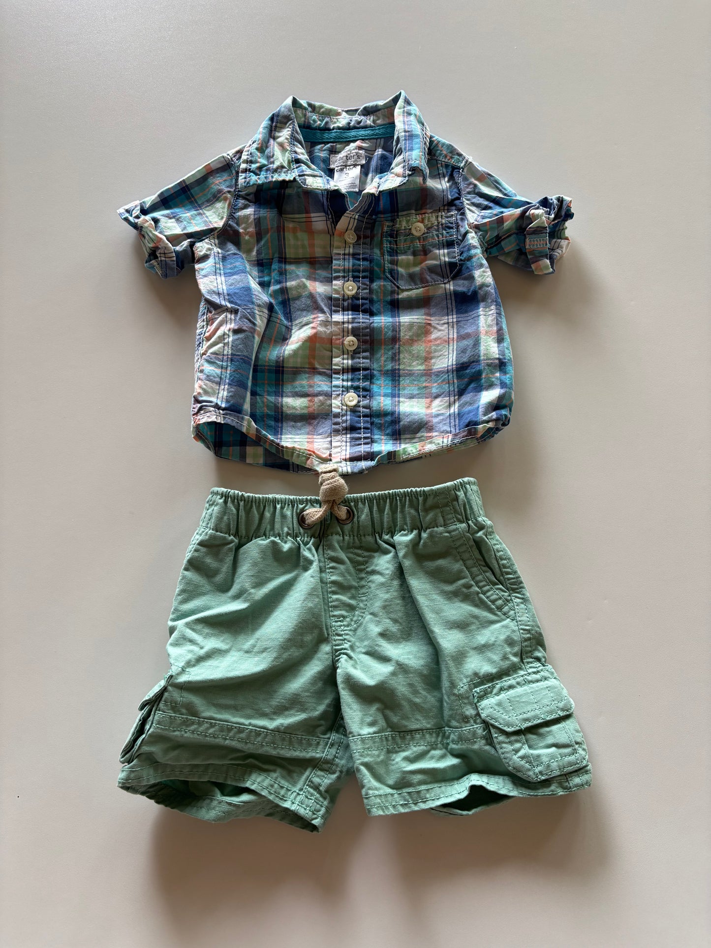 2pc Plaid & Mint Set