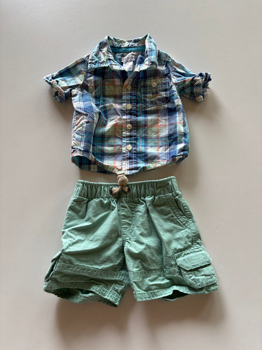 2pc Plaid & Mint Set