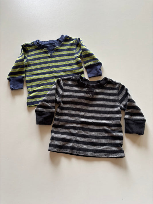 2 Striped Waffle Shirts