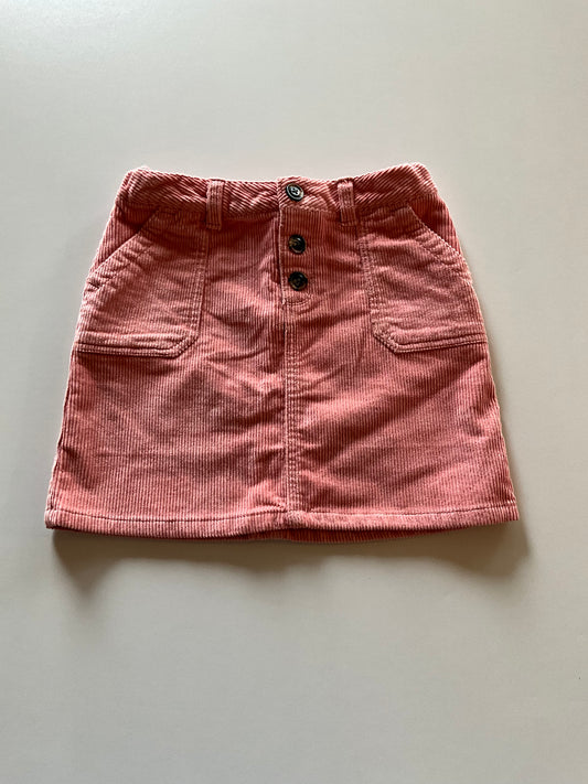 Coral Corduroy Skirt