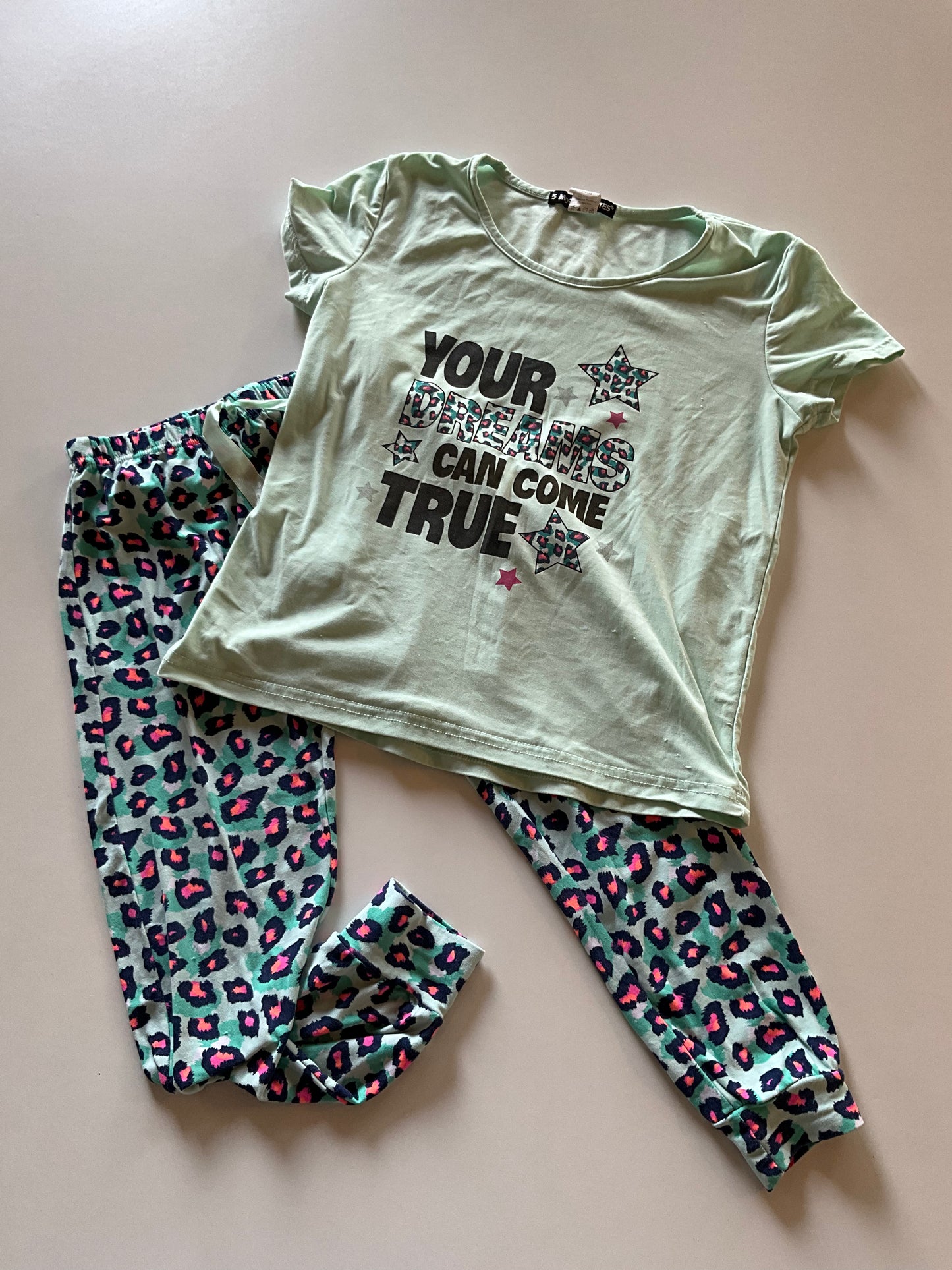 2pc Mint Leopard Pajamas