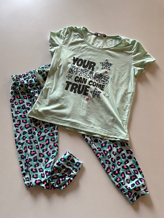 2pc Mint Leopard Pajamas