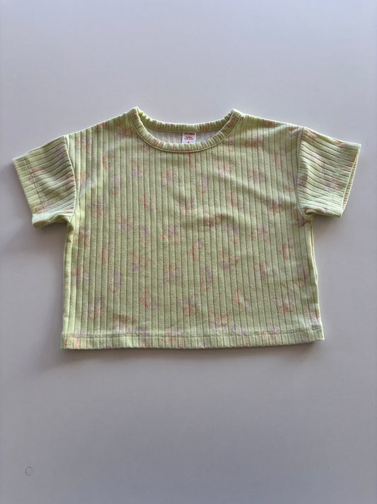 Ribbed Lime Butterfly Boxy Tee