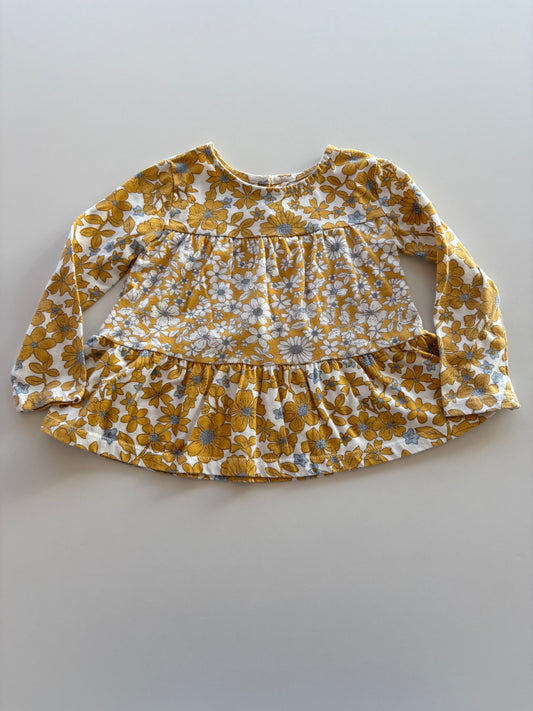 Yellow Floral Tiered Shirt