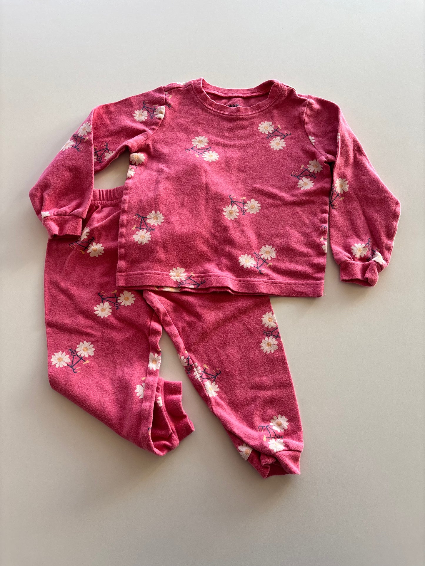 2pc Pink Flower Bicycle Pajamas
