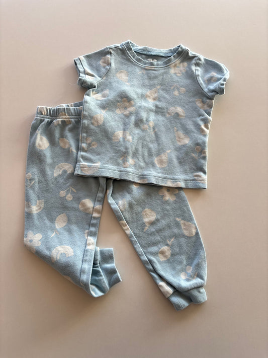 2pc Blue Rainbow & Fruit Pajamas