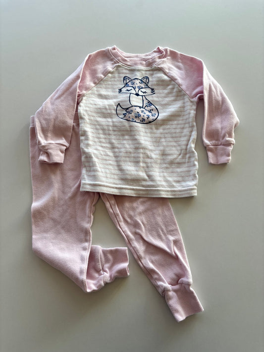 2pc Pink Floral Fox Pajamas