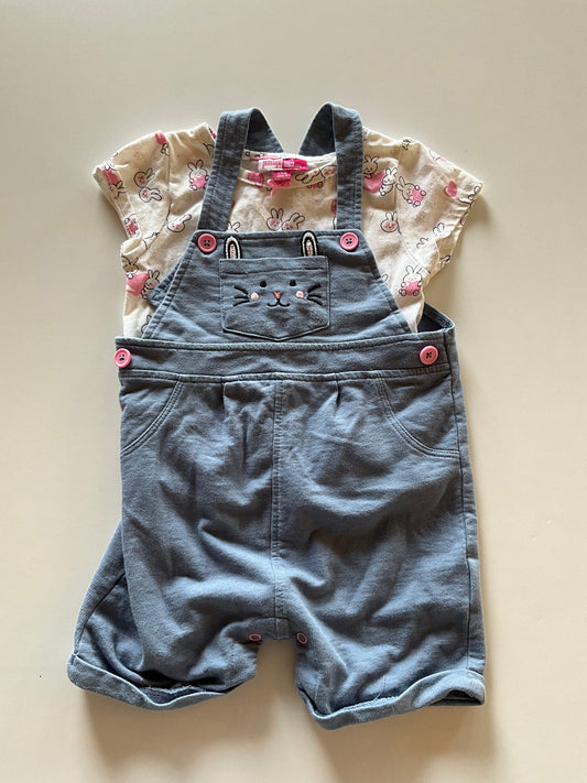 2pc Bunny Overall Set