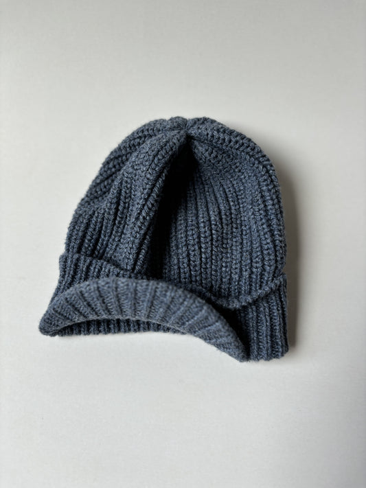 Slate Blue Knit Beaked Toque