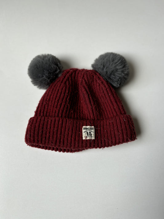 Thick Red Double Pom Toque