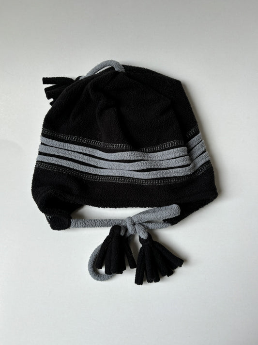 Black & Grey Fleece Earflap Toque