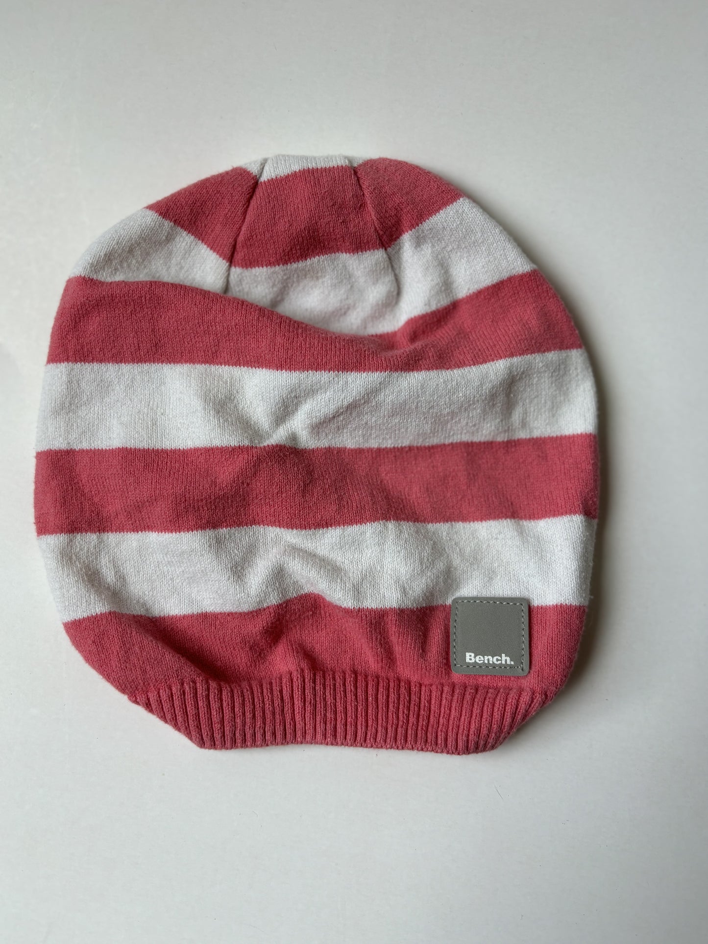 Coral & Cream Striped Lightweight Beanie