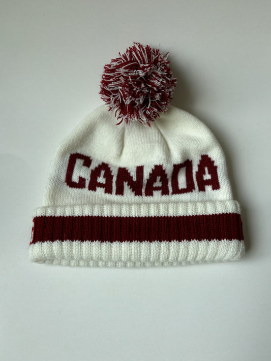 White & Red Canada Toque