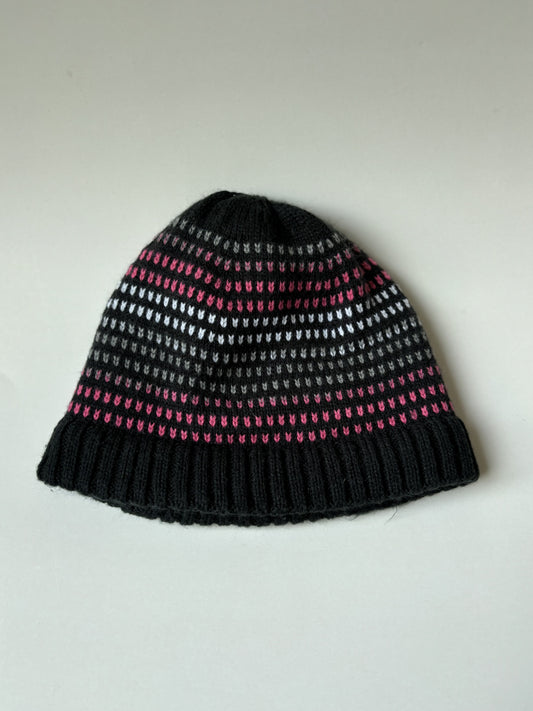 Black with Pink & Grey Gradient Knit Toque