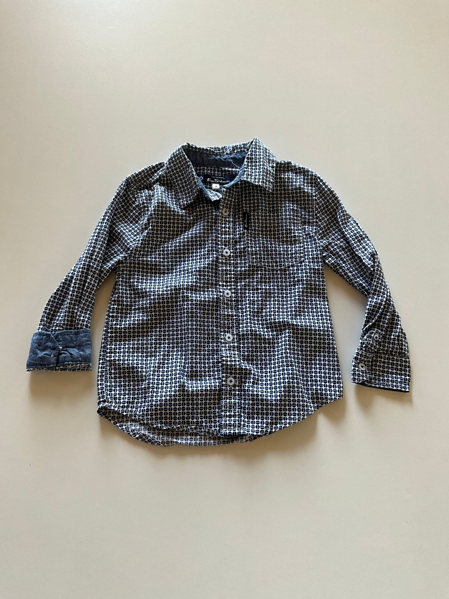 Blue Patterned Button Up Shirt