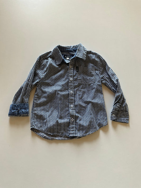 Blue Patterned Button Up Shirt